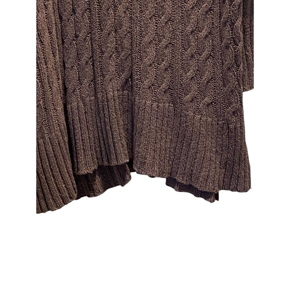 Free People Easy Cable V Neck Sweater Mocha Size L Boho Oversized Winter Neutral - Picture 8 of 14